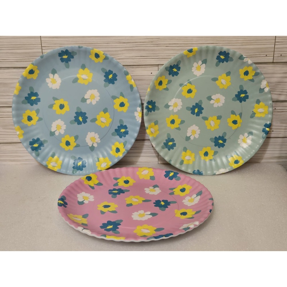 Simply Southern Plates Lot Of 3 Melamine 100% Plastic Flowers
